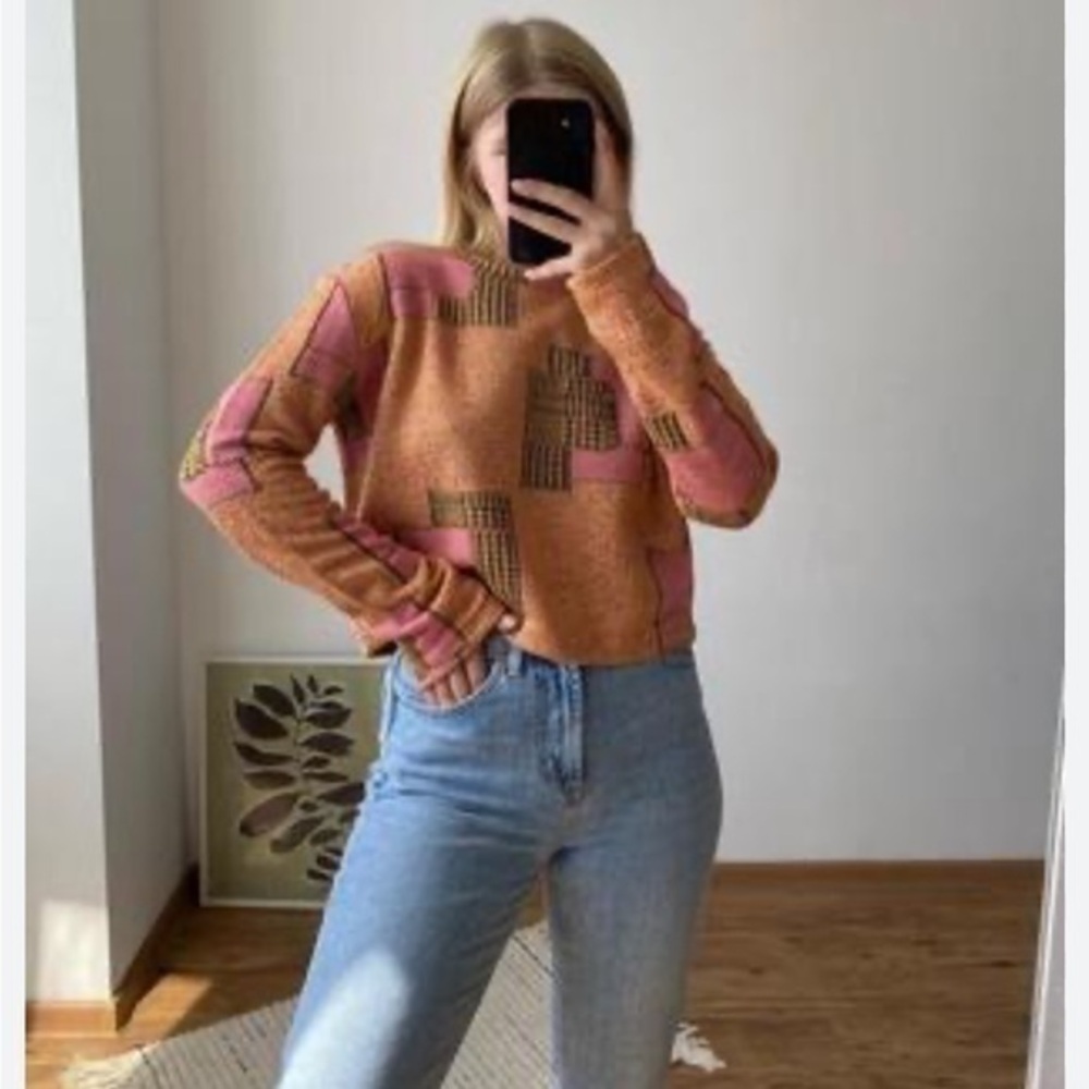 New Zara Cropped Crewneck Colourful Light Sweater - Picture 2 of 15